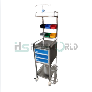 crash cart trolley single rack with top