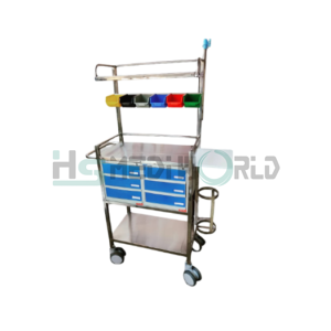 crash cart trolley with cpr board 5" wheels