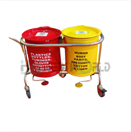 Waste Segregation Trolley With S S Bins  2 bins