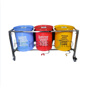 Waste Segregation Trolley With S S Bins  3 bins